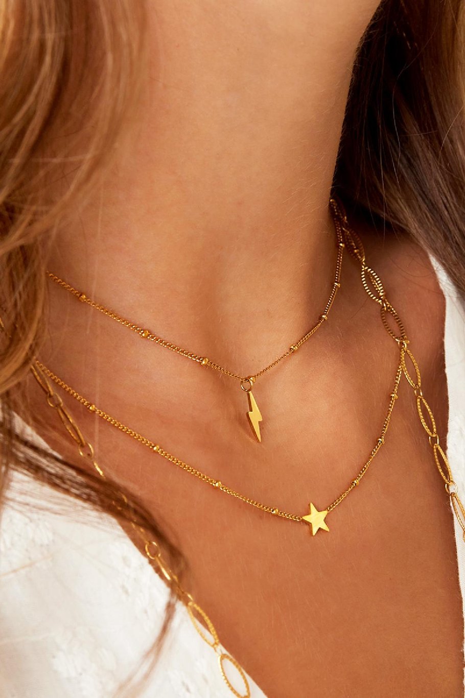 RVS ketting ster Goud kleur Stainless Steel Afbeelding2